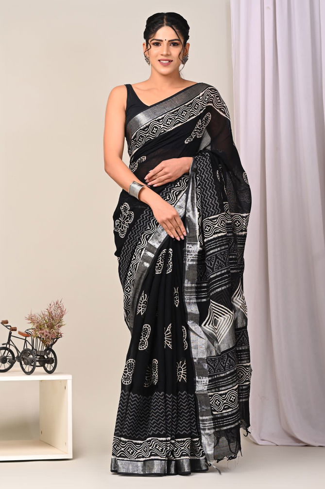 VK 4166 Silver Jari Patta Printed Sarees Catalog